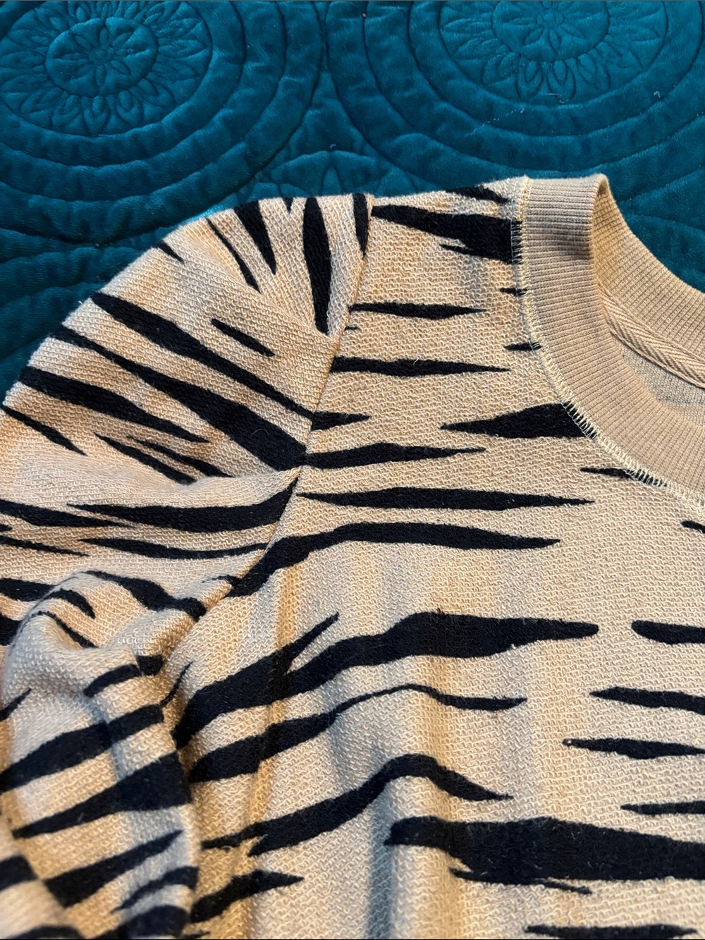Free People Cream and Black Zebra-Stripe Pullover Sweater - Picture 2 of 6